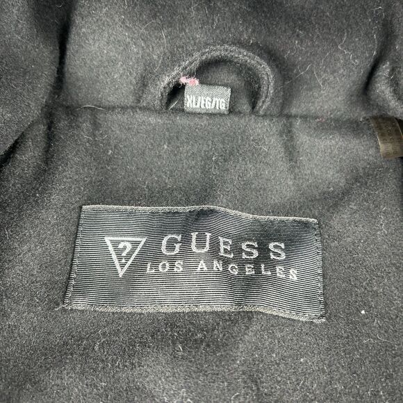 Guess Wool Blend Pea Coat Womens Sz XL Colorblock Charcoal Black Snap Zip Up - Picture 3 of 10